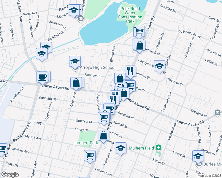 map of restaurants, bars, coffee shops, grocery stores, and more near in El Monte