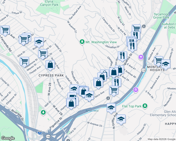 map of restaurants, bars, coffee shops, grocery stores, and more near 463 Ulysses Street in Los Angeles