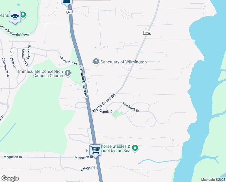 map of restaurants, bars, coffee shops, grocery stores, and more near 331 West Seaview Road in Wilmington