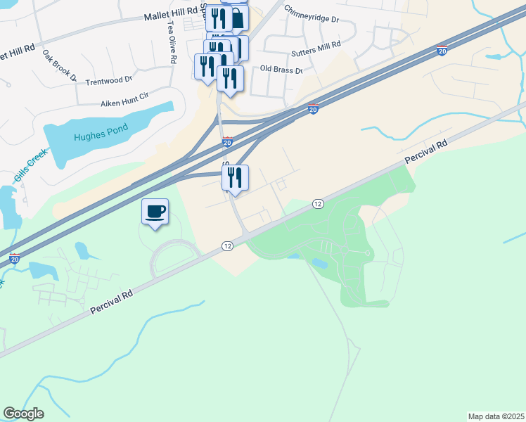 map of restaurants, bars, coffee shops, grocery stores, and more near 110 Newland Road in Columbia
