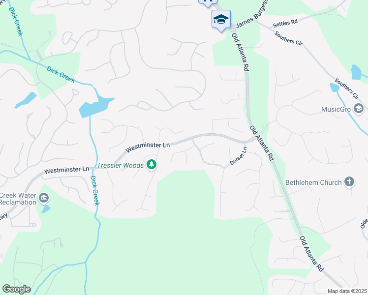 map of restaurants, bars, coffee shops, grocery stores, and more near 4730 Yorkshire Lane in Suwanee