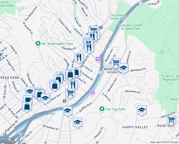 map of restaurants, bars, coffee shops, grocery stores, and more near 136 East Avenue 41 in Los Angeles