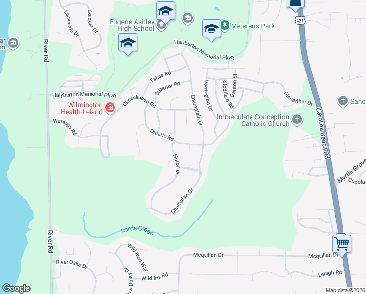 map of restaurants, bars, coffee shops, grocery stores, and more near 6941 Ontario Road in Wilmington