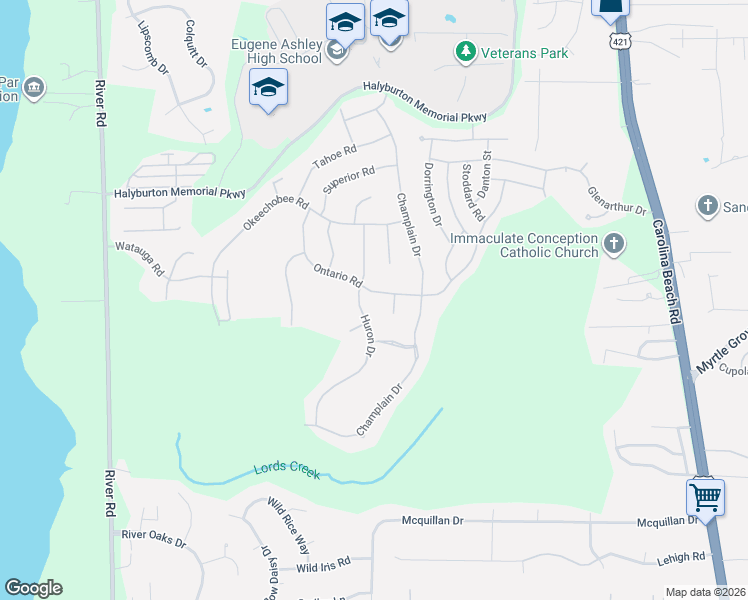 map of restaurants, bars, coffee shops, grocery stores, and more near 6941 Ontario Road in Wilmington