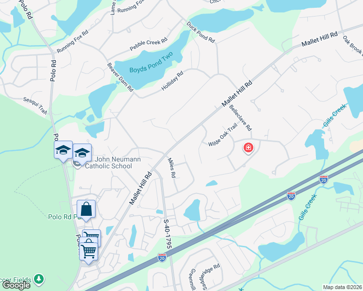 map of restaurants, bars, coffee shops, grocery stores, and more near 219 Mallet Hill Road in Columbia