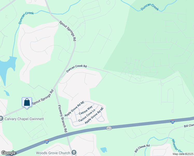 map of restaurants, bars, coffee shops, grocery stores, and more near 5195 Stefan Ridge Way in Buford