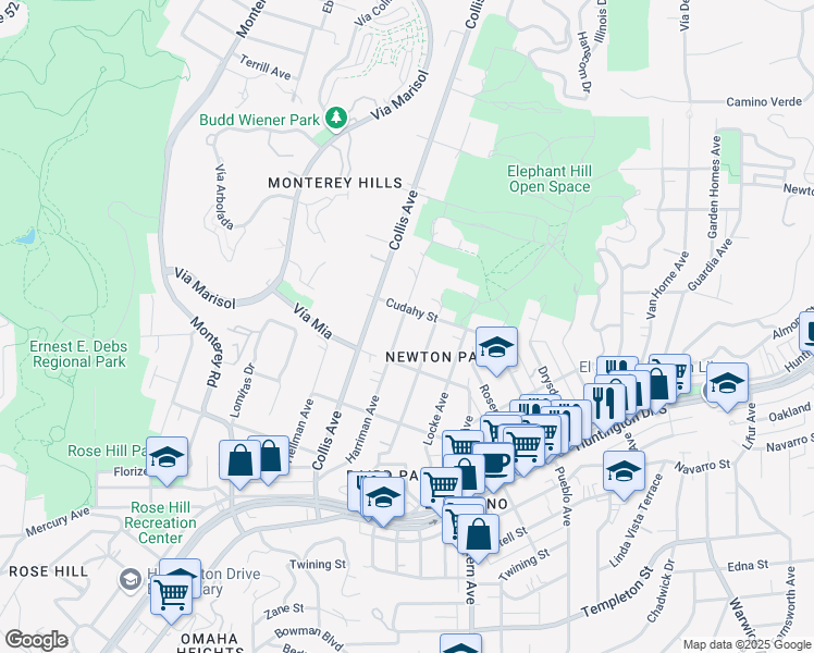 map of restaurants, bars, coffee shops, grocery stores, and more near 3842 Harriman Avenue in Los Angeles