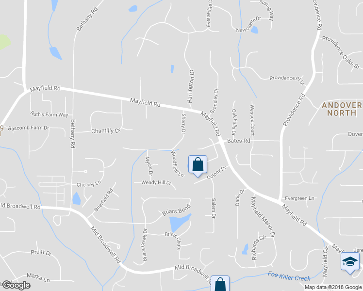 map of restaurants, bars, coffee shops, grocery stores, and more near 1260 Sherry Drive in Alpharetta