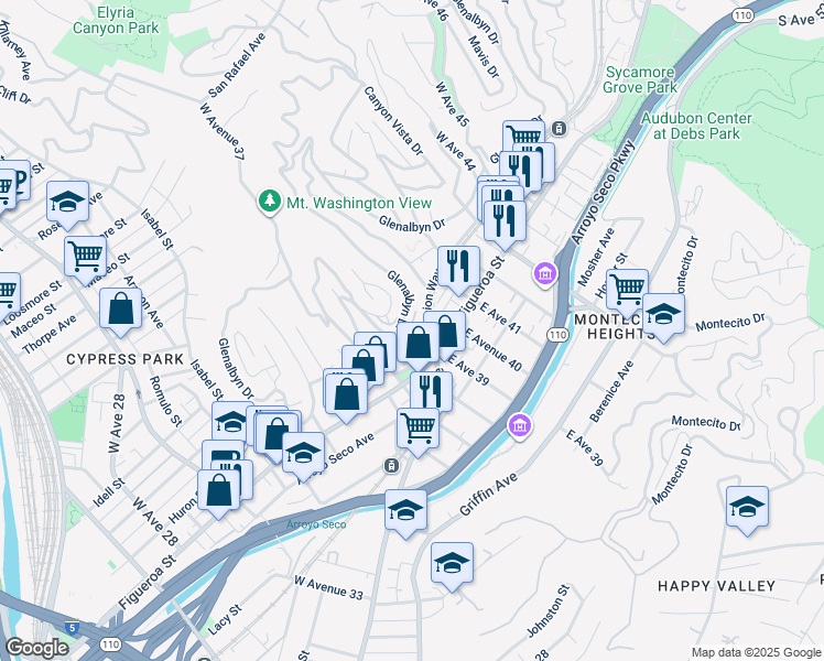 map of restaurants, bars, coffee shops, grocery stores, and more near 315 West Avenue 38 in Los Angeles