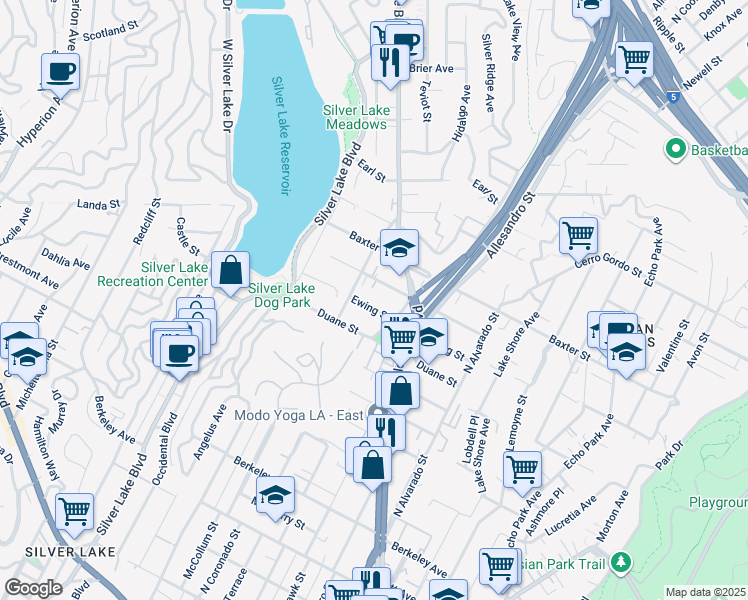 map of restaurants, bars, coffee shops, grocery stores, and more near in Los Angeles
