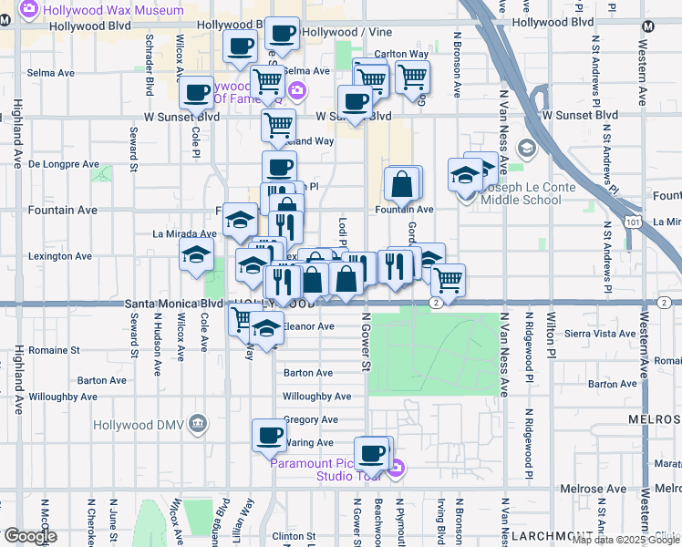 map of restaurants, bars, coffee shops, grocery stores, and more near 1144 Lodi Place in Los Angeles