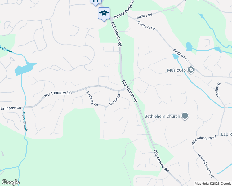 map of restaurants, bars, coffee shops, grocery stores, and more near 4310 Dorset Lane in Suwanee