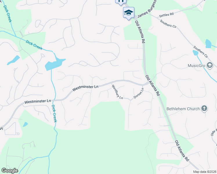 map of restaurants, bars, coffee shops, grocery stores, and more near 4710 Yorkshire Lane in Suwanee