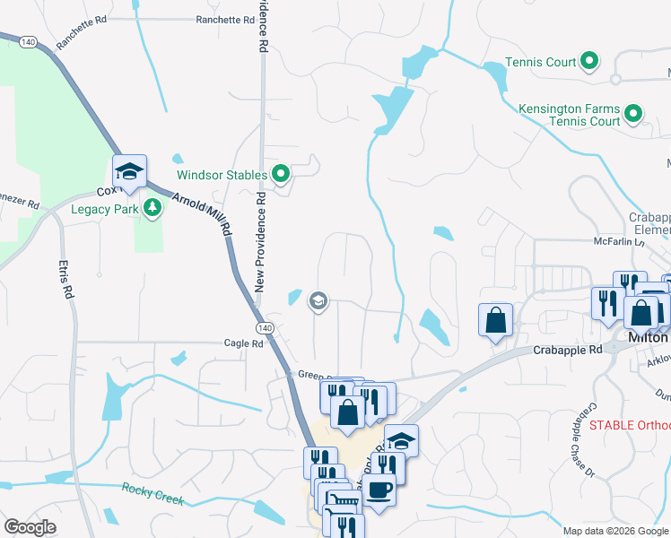 map of restaurants, bars, coffee shops, grocery stores, and more near 12667 Waterside Drive in Alpharetta