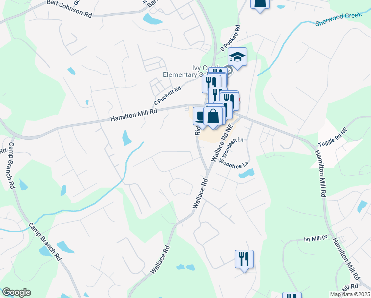 map of restaurants, bars, coffee shops, grocery stores, and more near 3306 Montauk Hill Drive in Buford