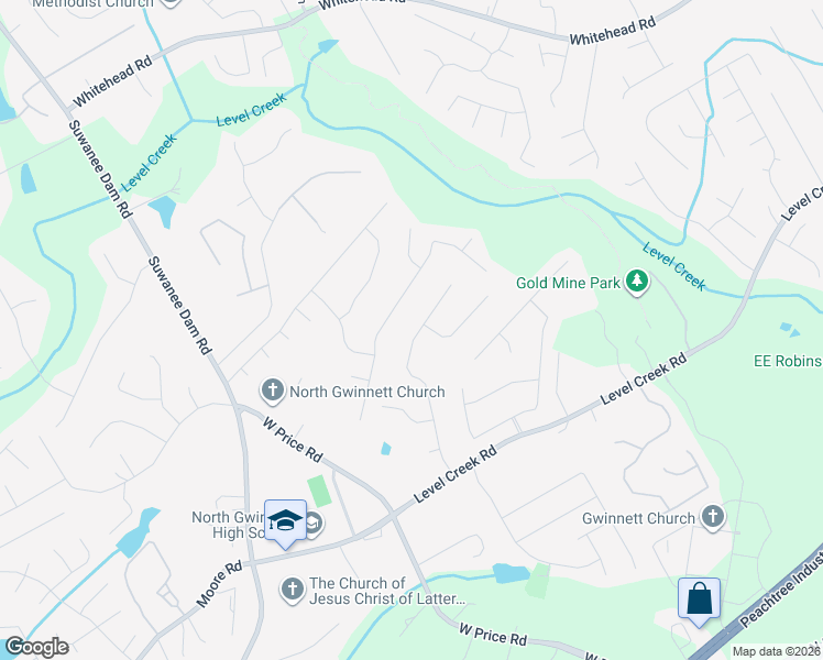 map of restaurants, bars, coffee shops, grocery stores, and more near 5020 Puritan Drive in Sugar Hill