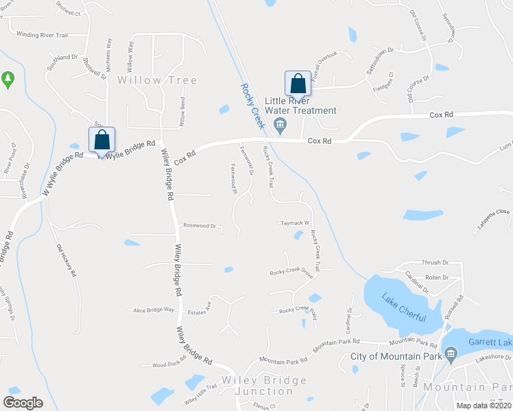 map of restaurants, bars, coffee shops, grocery stores, and more near 307 Moss Court in Woodstock