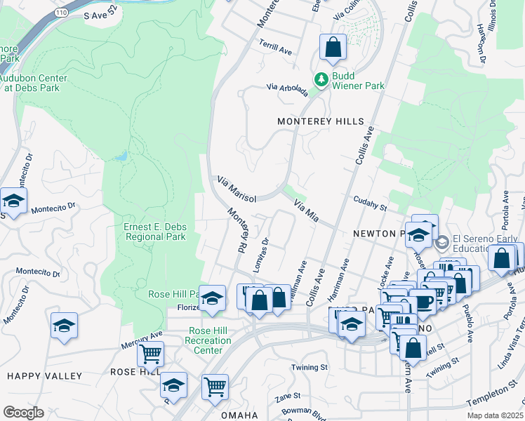 map of restaurants, bars, coffee shops, grocery stores, and more near 4654 Carnegie Street in Los Angeles