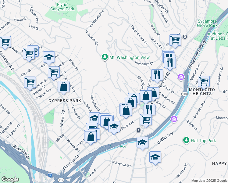 map of restaurants, bars, coffee shops, grocery stores, and more near 463 Ulysses Street in Los Angeles