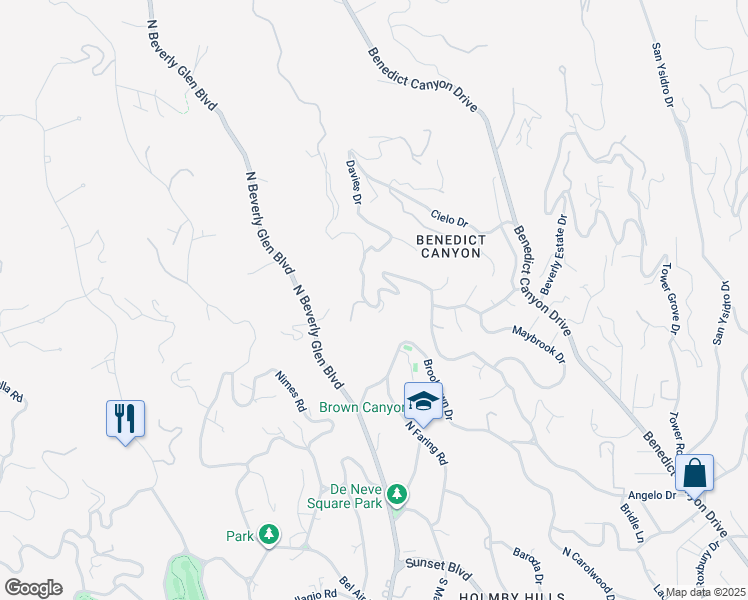 map of restaurants, bars, coffee shops, grocery stores, and more near 1260 Angelo Drive in Beverly Hills