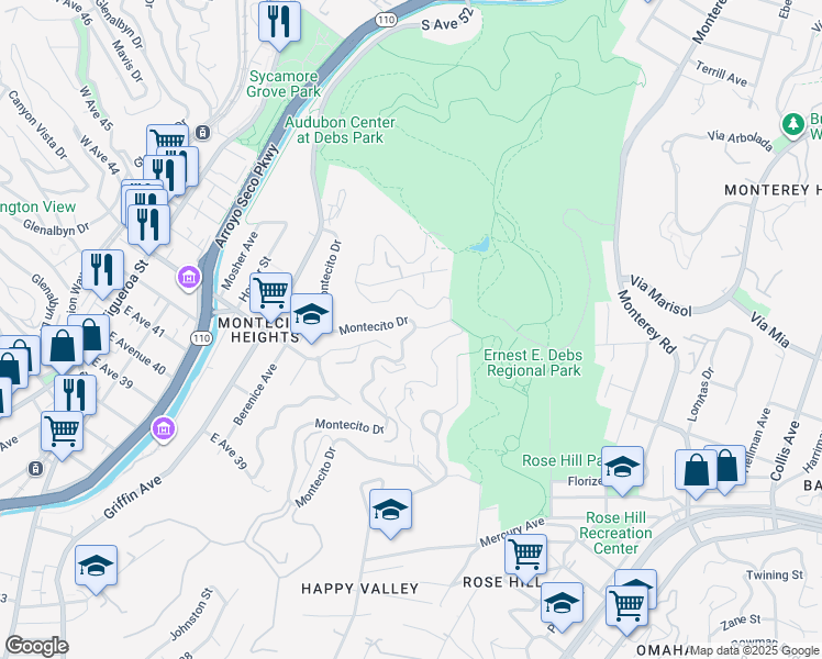 map of restaurants, bars, coffee shops, grocery stores, and more near 700 Montecito Drive in Los Angeles