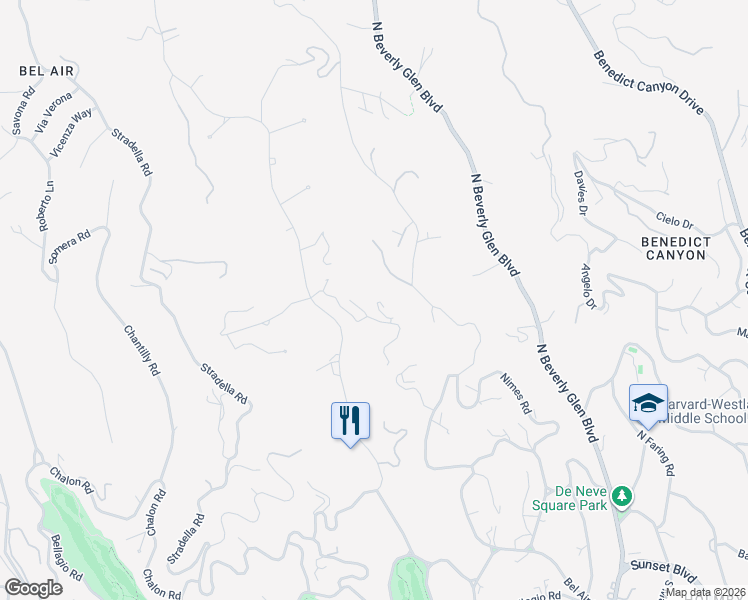 map of restaurants, bars, coffee shops, grocery stores, and more near 10555 Rocca Place in Los Angeles