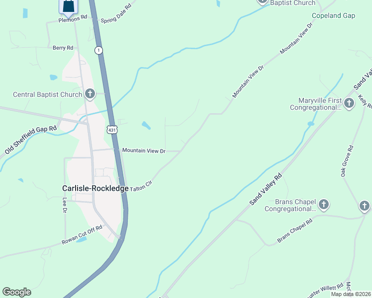 map of restaurants, bars, coffee shops, grocery stores, and more near 336 Mountain View Drive in Attalla