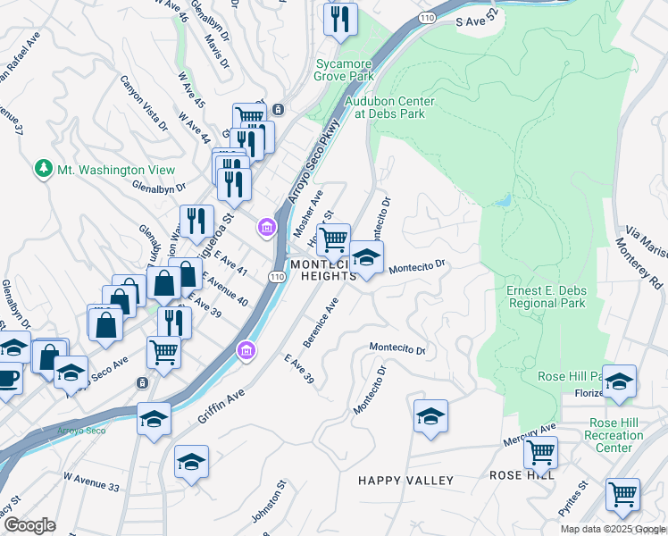 map of restaurants, bars, coffee shops, grocery stores, and more near in Los Angeles