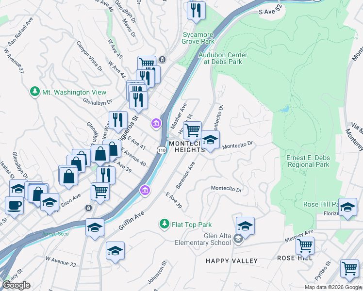 map of restaurants, bars, coffee shops, grocery stores, and more near in Los Angeles