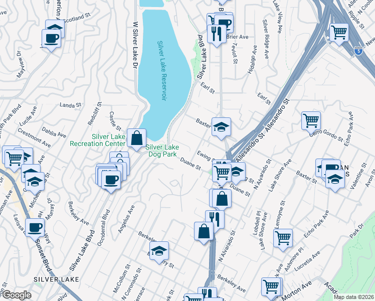map of restaurants, bars, coffee shops, grocery stores, and more near 1927 Apex Avenue in Los Angeles