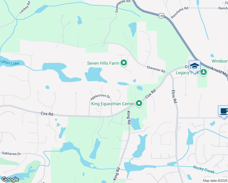 map of restaurants, bars, coffee shops, grocery stores, and more near 1045 Applecross Drive in Roswell