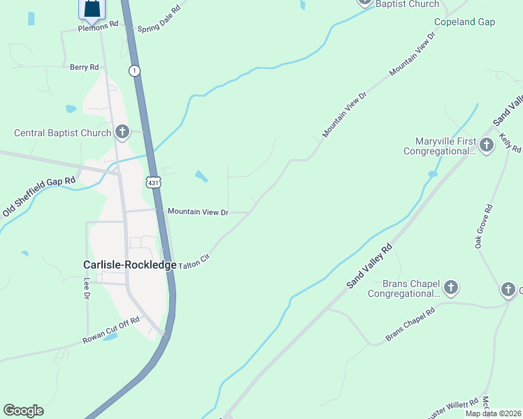 map of restaurants, bars, coffee shops, grocery stores, and more near 336 Mountain View Drive in Attalla