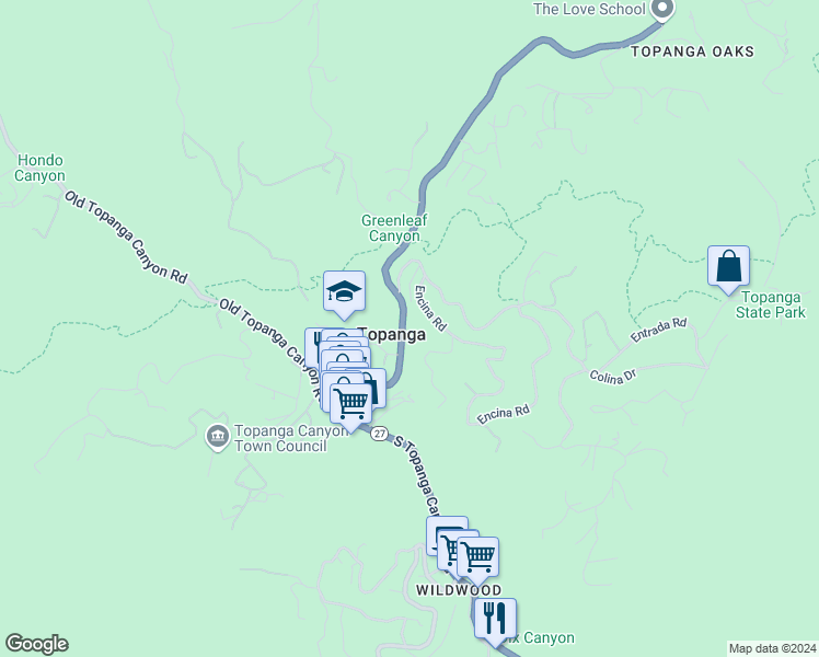 map of restaurants, bars, coffee shops, grocery stores, and more near in Los Angeles County