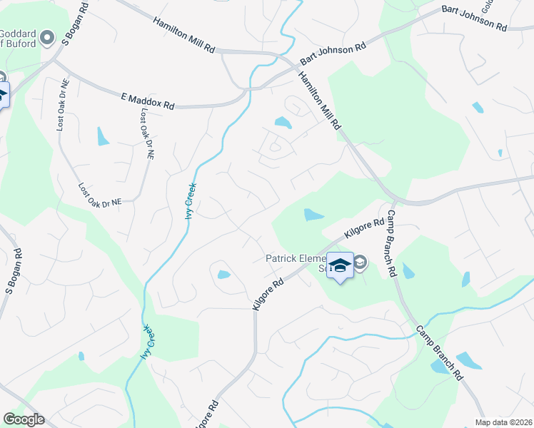 map of restaurants, bars, coffee shops, grocery stores, and more near 2675 Chandler Grove Drive in Buford
