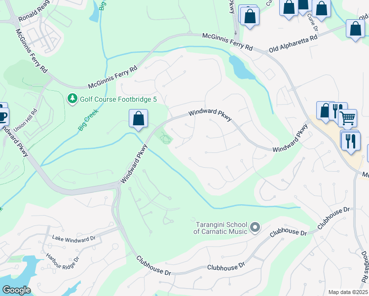 map of restaurants, bars, coffee shops, grocery stores, and more near 3170 Greatwood Crossing in Alpharetta