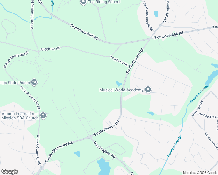 map of restaurants, bars, coffee shops, grocery stores, and more near 4198 Sardis Church Road in Buford