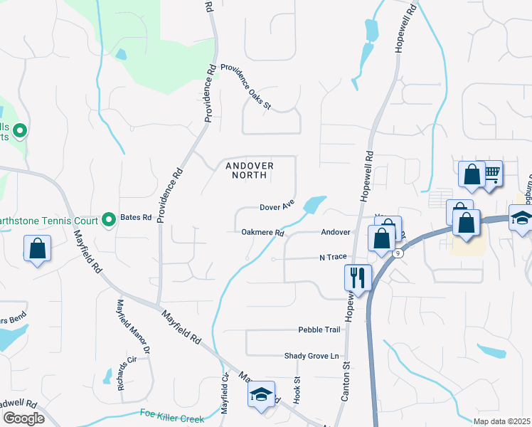 map of restaurants, bars, coffee shops, grocery stores, and more near 4013 Dover Avenue in Alpharetta