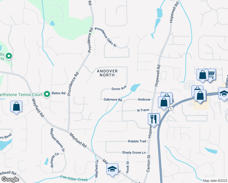 map of restaurants, bars, coffee shops, grocery stores, and more near 4013 Dover Avenue in Alpharetta