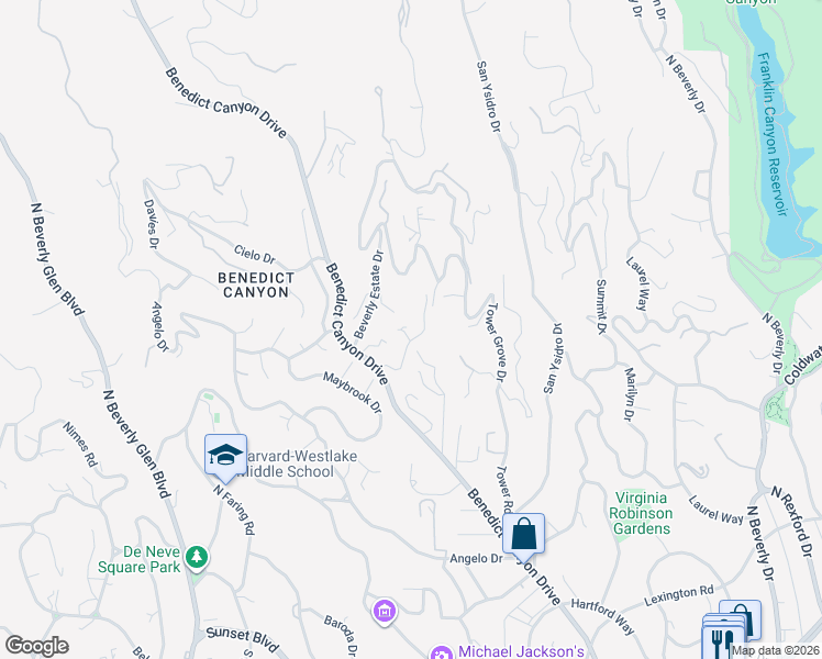 map of restaurants, bars, coffee shops, grocery stores, and more near 1263 Delresto Drive in Beverly Hills