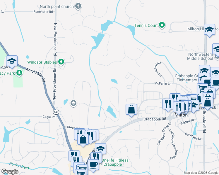 map of restaurants, bars, coffee shops, grocery stores, and more near 12945 Morningpark Circle in Alpharetta