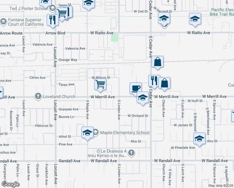 map of restaurants, bars, coffee shops, grocery stores, and more near 516 South Linden Avenue in Bloomington