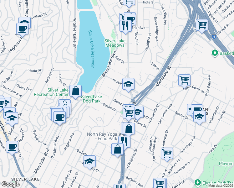 map of restaurants, bars, coffee shops, grocery stores, and more near 1927 Apex Avenue in Los Angeles