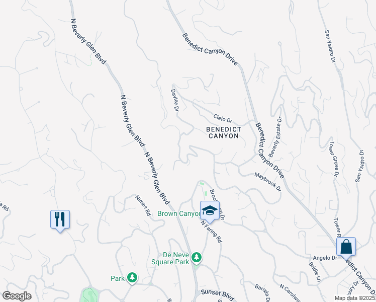 map of restaurants, bars, coffee shops, grocery stores, and more near 1260 Angelo Drive in Beverly Hills