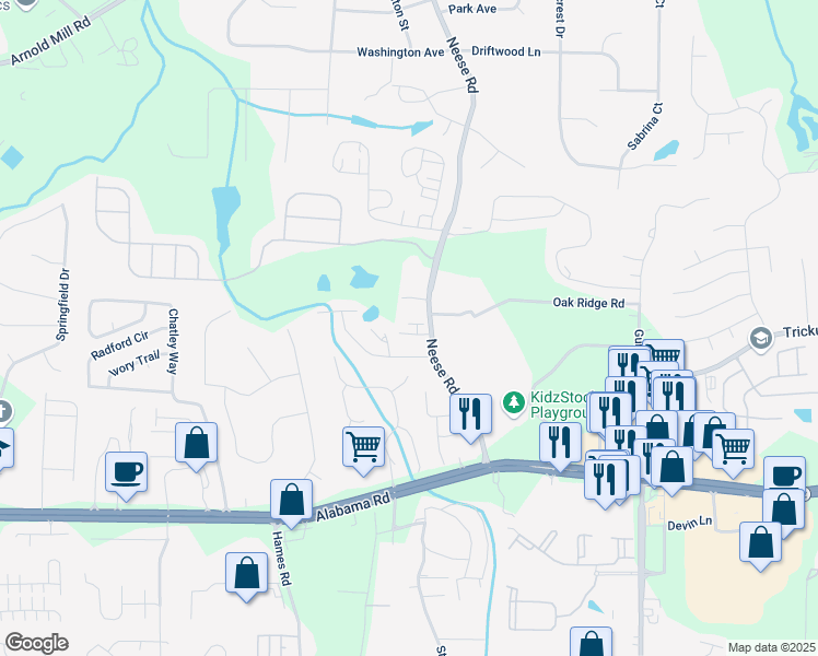 map of restaurants, bars, coffee shops, grocery stores, and more near 116 Via Roma in Woodstock