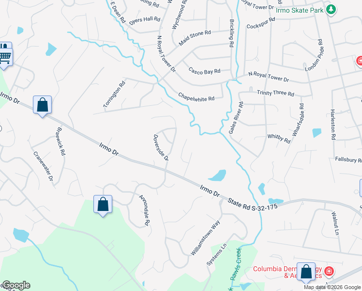 map of restaurants, bars, coffee shops, grocery stores, and more near 235 Greenstone Way in Columbia