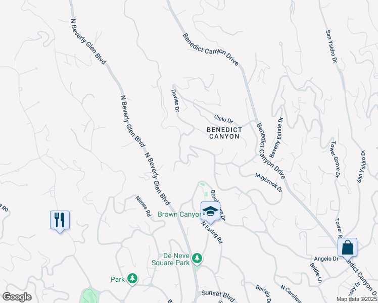map of restaurants, bars, coffee shops, grocery stores, and more near 1250 Angelo Drive in Beverly Hills