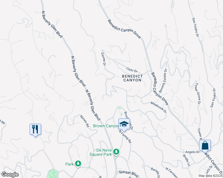 map of restaurants, bars, coffee shops, grocery stores, and more near 1260 Angelo Drive in Beverly Hills