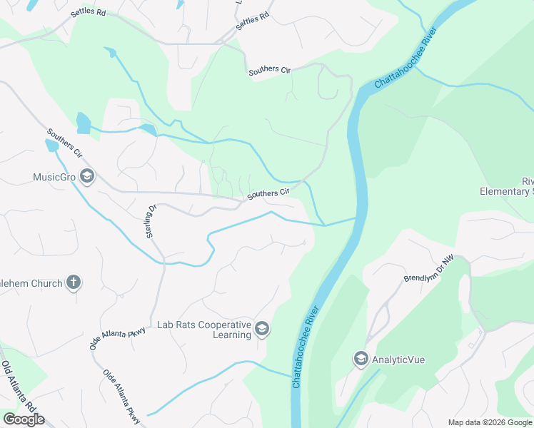 map of restaurants, bars, coffee shops, grocery stores, and more near 720 Riverside Drive in Suwanee