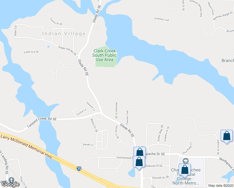 map of restaurants, bars, coffee shops, grocery stores, and more near 4457 Seneca Lane in Acworth