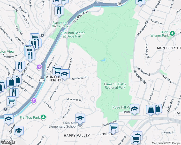 map of restaurants, bars, coffee shops, grocery stores, and more near 4000 Paige Street in Los Angeles